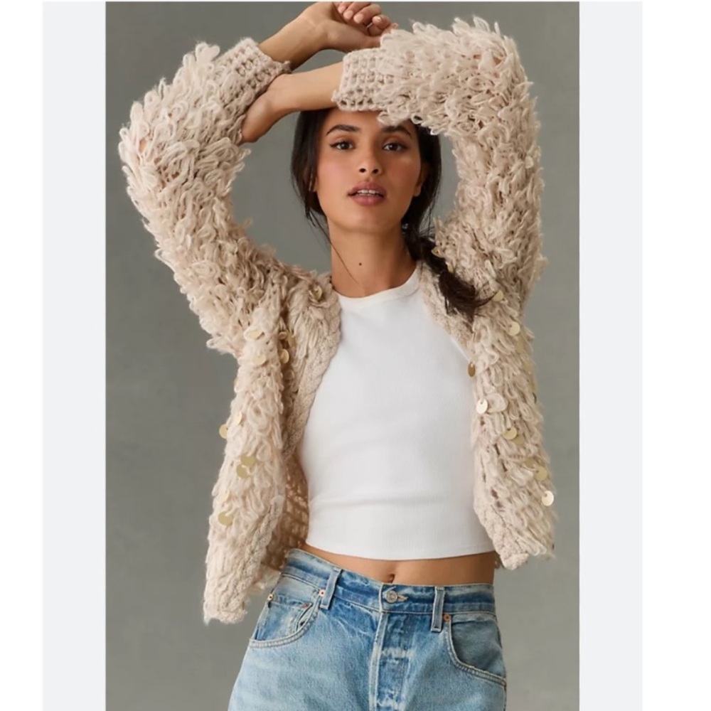 In Things Pilcro Anthropology Ivory Loop Sweater OSFA
